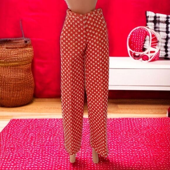 Vintage 70s Barbie Clone Doll Pants Trousers Red White Polka Dot Polyester Flare - Picture 13 of 15
